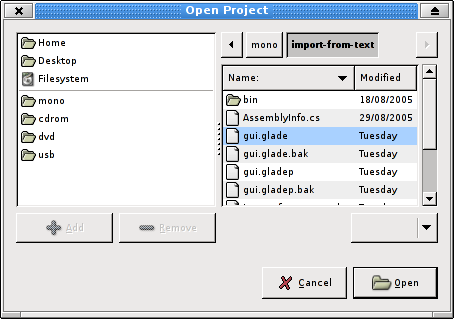 Open gui.glade in Glade 2